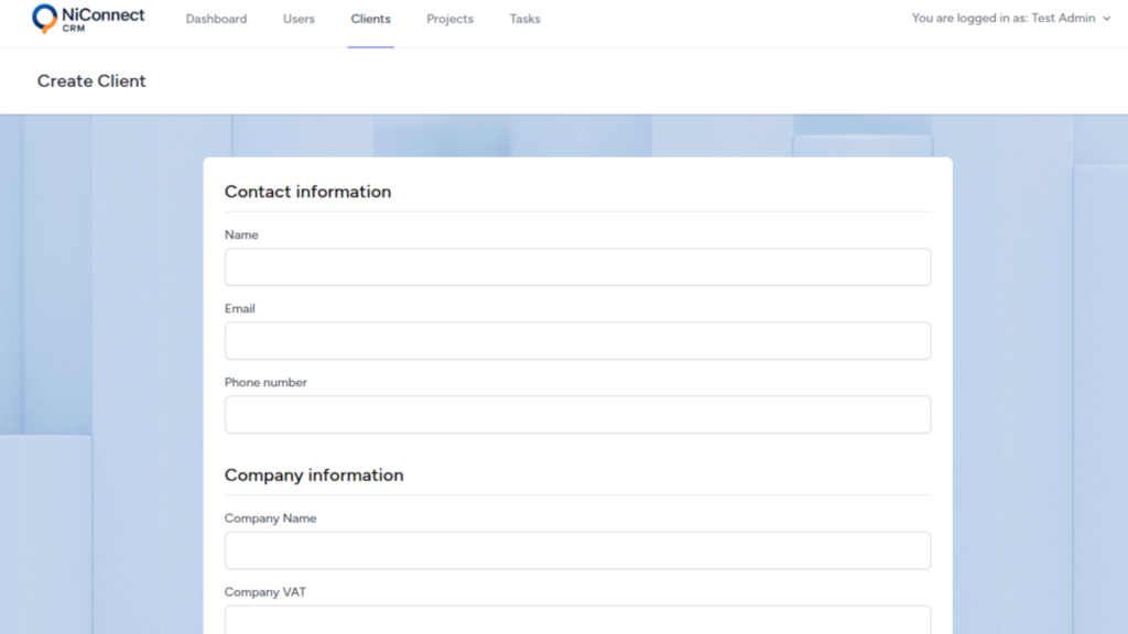 NiConnect CRM system